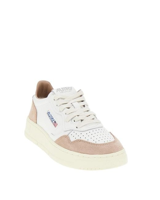 Autry White Suede And Leather Medalist Low Sneakers