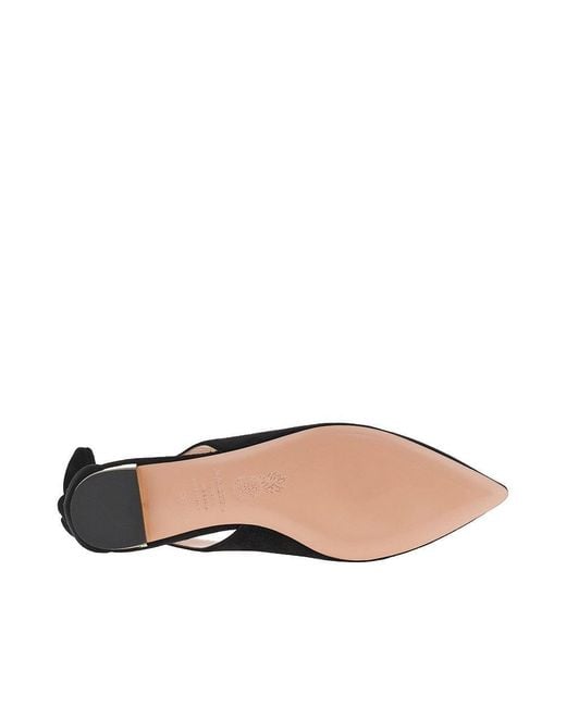 Aquazzura Black 'Bow Tie' Suede Leather Ballet Flats