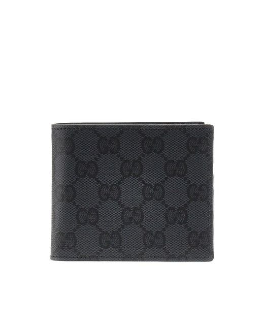 Gucci Black Bi-Fold Wallet With Lacquered Gg Detail for men