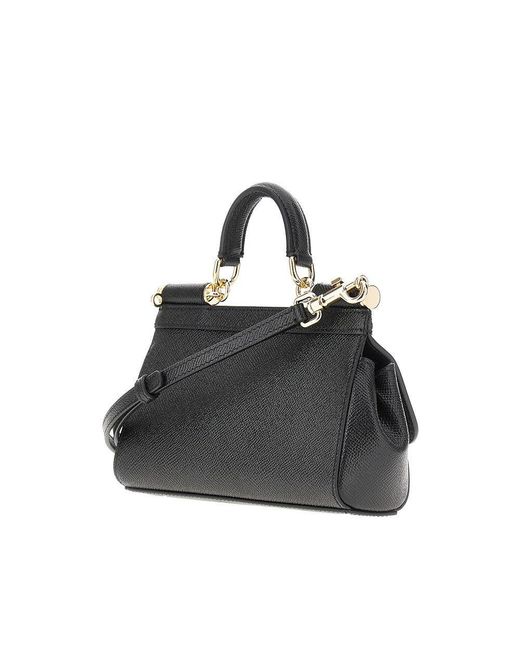 Dolce & Gabbana Black Dauphine Leather Mini 'Sicily' Bag