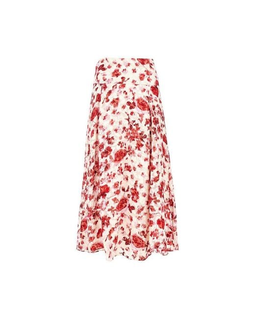 Isabel Marant Red Silk-Blend 'Hilza' Long Skirt