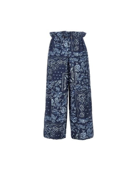 Emporio Armani Blue Bandana Print Chambray Pants
