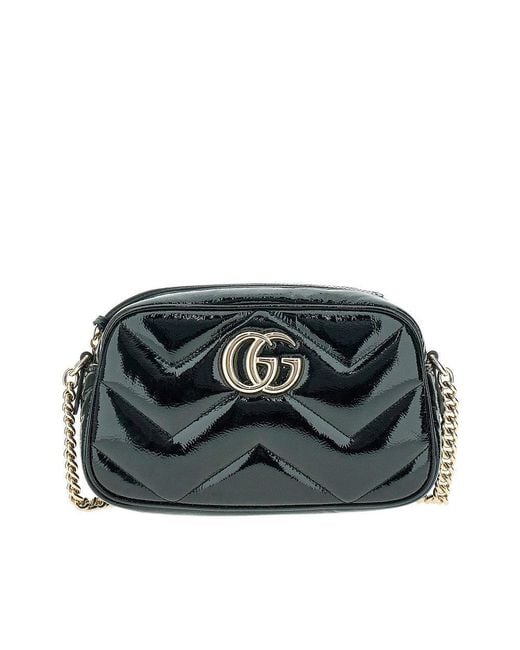 Gucci Black Leather Small 'Gg Marmont' Bag