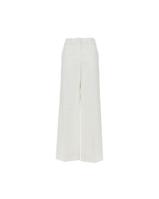 Fendi White Canvas Pants With Mid-Leg Drawstring