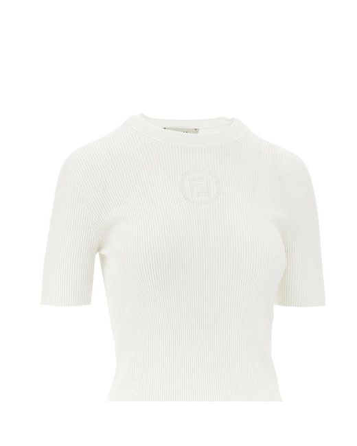 Fendi White Stamp 1925' Ribbed Cotton T-Shirt