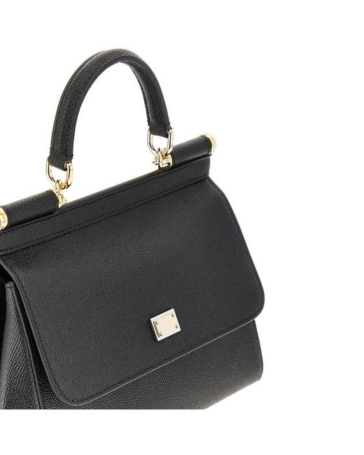 Dolce & Gabbana Black Dauphine Leather Medium 'Sicily' Bag