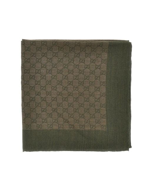 Gucci Green Silk And Wool-Blend Scarf for men