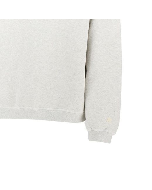 Golden Goose Deluxe Brand White 'Star' Cotton Sweatshirt With Embroidery for men
