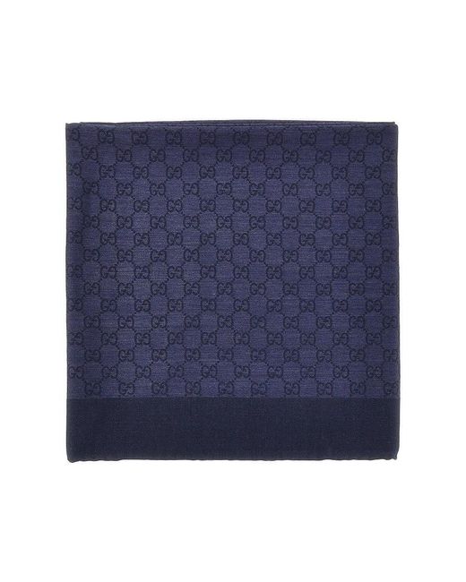 Gucci Blue Silk And Wool-Blend Scarf for men