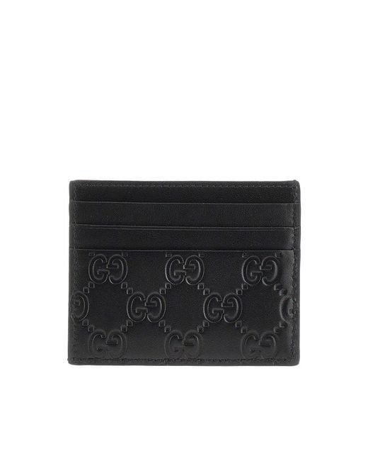 Gucci Black 'Gg Emblem' Leather Cardholder for men