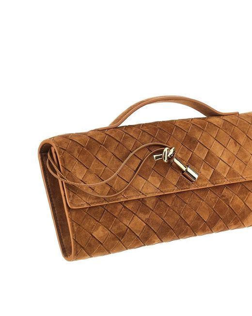 Bottega Veneta Brown 'Andiamo' Suede Leather Clutch