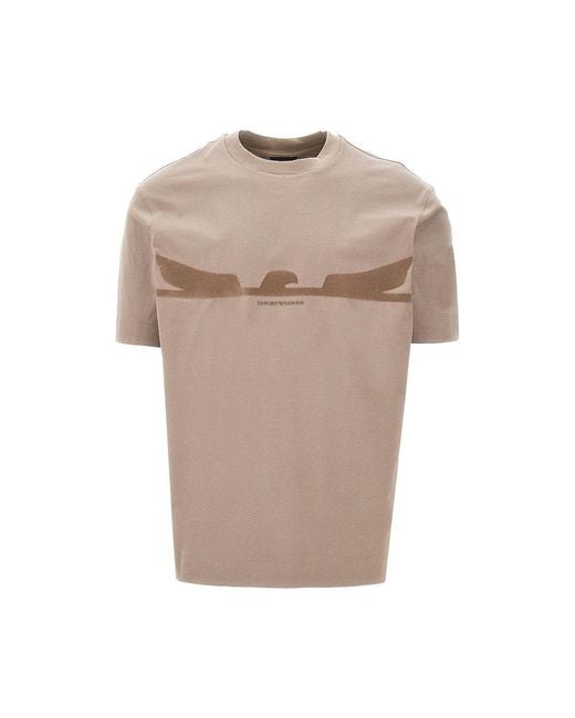 T-Shirt Con Logo Floccato Asv Uomo di Emporio Armani in Natural da Uomo