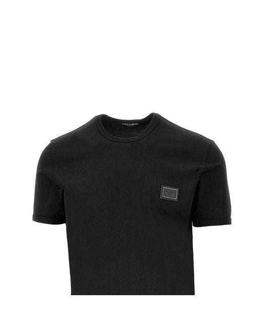 Dolce & Gabbana Black Logo Plate T-Shirt for men