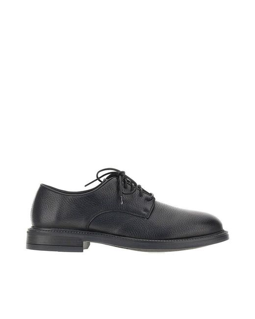 JUAN LACARCEL BY CALCE Black Grained Leather Lace-Up Shoes for men