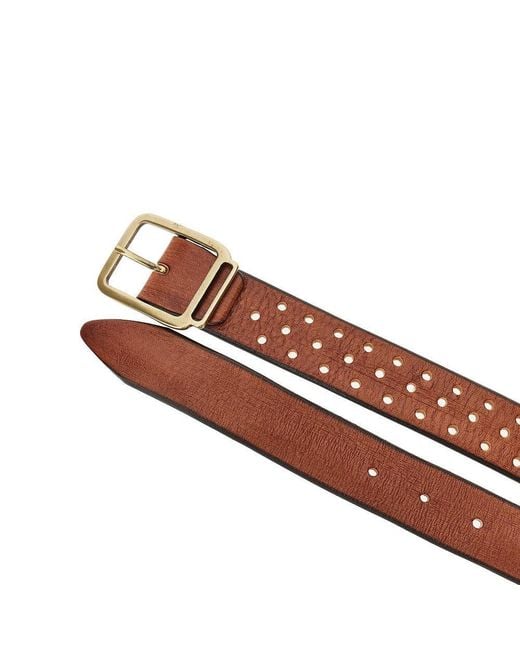 GIANNIFRANCO BELTS Brown Openworked Leather Belt for men