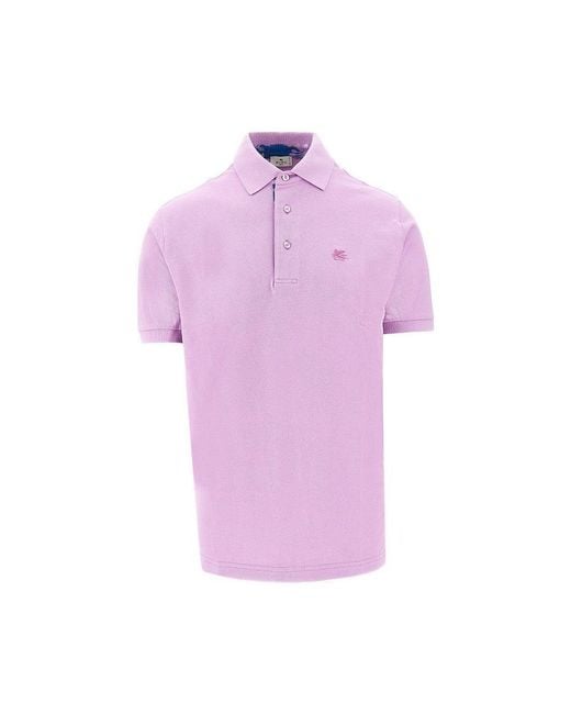 Etro Purple Piquet Polo Shirt With Pegaso Embroidery for men