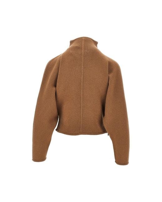 Max Mara Brown Wool And Cashmere Cropped Sweater