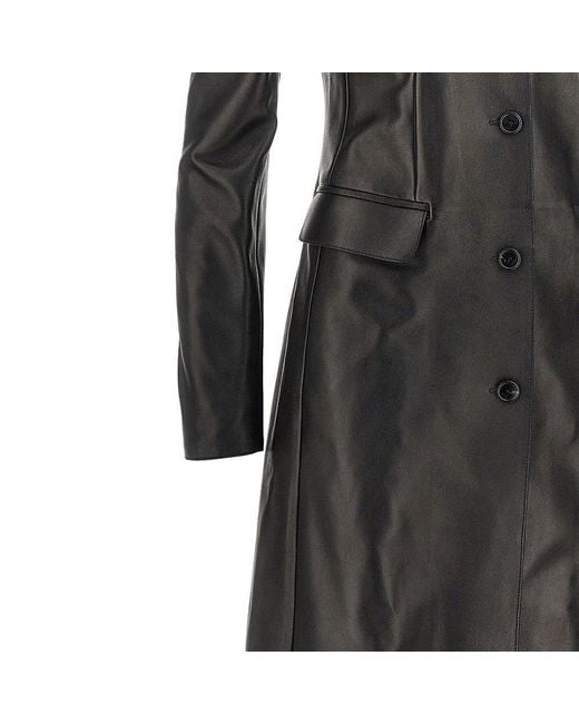 Gucci Black Nappa Leather Single-Breasted Coat