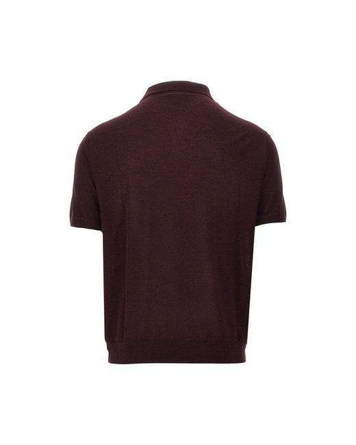 Emporio Armani Purple Virgin Wool And Silk Polo Shirt for men