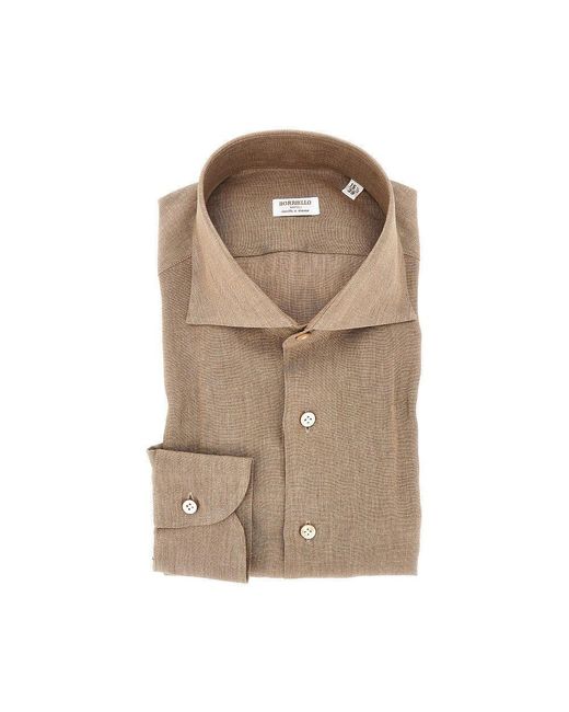 Borriello Brown Linen Tailored Shirt for men