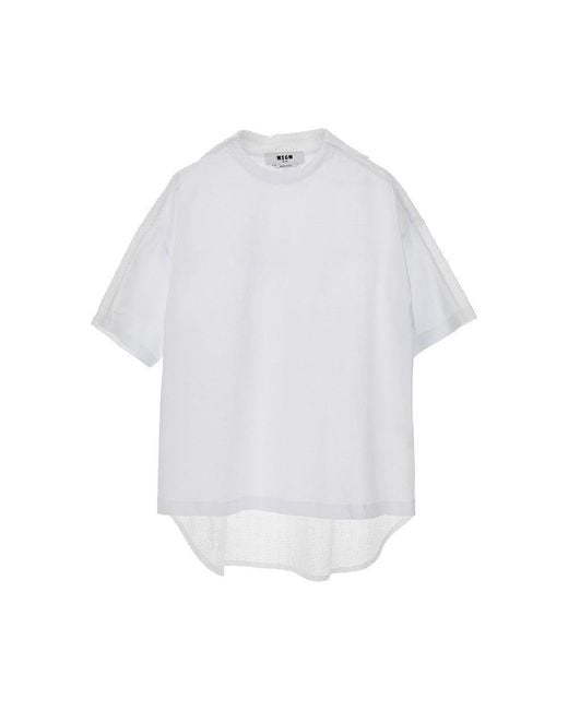 MSGM White Jersey And Broderie Anglaise T-Shirt