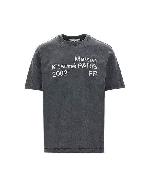 Maison Kitsuné Gray Maison Kitsuné Paris 2002 Print T-Shirt for men
