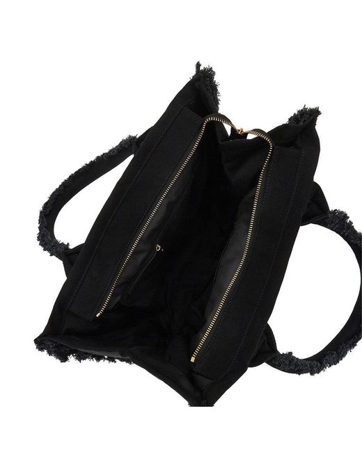 Pinko Black Canvas Medium 'Beach' Shopping Bag