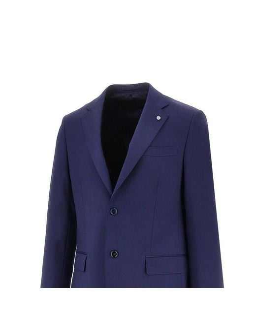 Luigi Bianchi Blue Wool Single-Breasted Tailored Suit for men