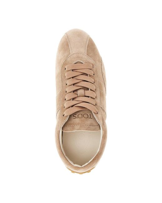 Tod's Natural Suede Leather 'T-Marathon' Sneakers