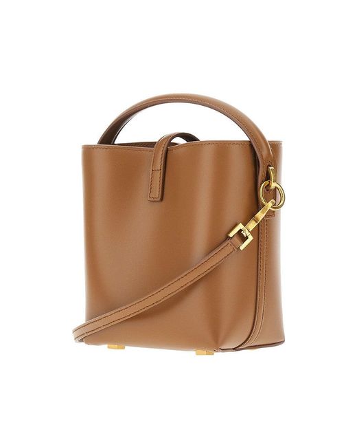 Saint Laurent Brown Leather Mini 'Le 37' Bucket Bag