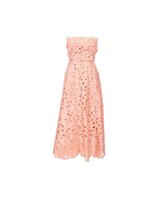Costarellos Pink 'Norina' Lace Midi Dress