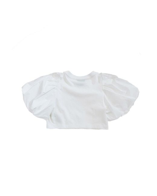 Fendi White Cropped T-Shirt With Balloon Sleeves Kids 12