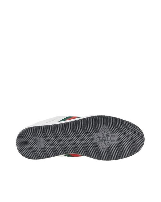 Gucci White 'Screener' Sneakers With Web Ribbon Detail for men