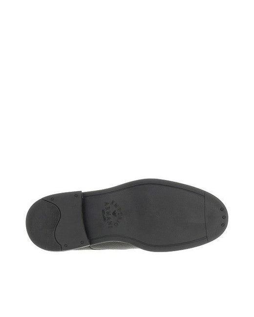 Emporio Armani Brown Grained Leather Derby Shoes for men