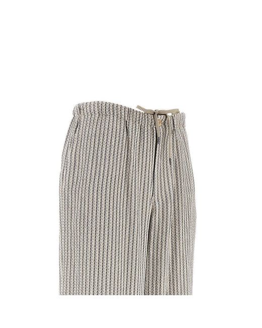 Emporio Armani Gray Jacquard Viscose Loose Pants for men