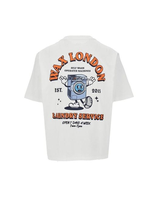 Wax London White Laundry Print 'Milton' T-Shirt for men