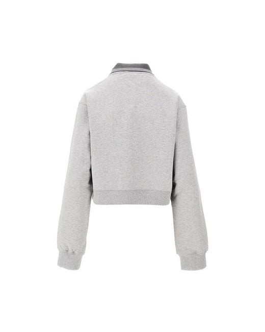 Miu Miu Gray Mélange Jersey Cropped Sweatshirt