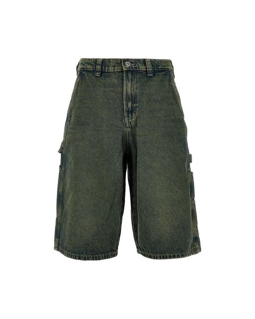 Dickies Green Loose Denim Painter Shorts for men