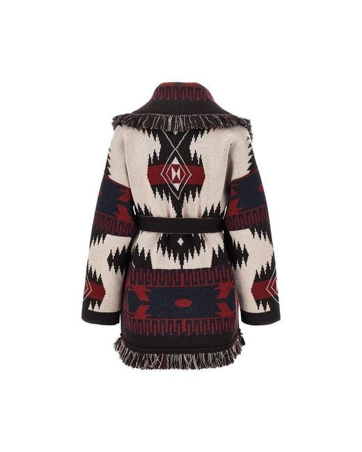 Alanui Brown Icon Jacquard Wool Cardigan
