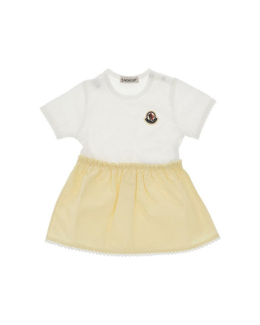 Moncler White Jersey And Poplin Mini Dress Kids