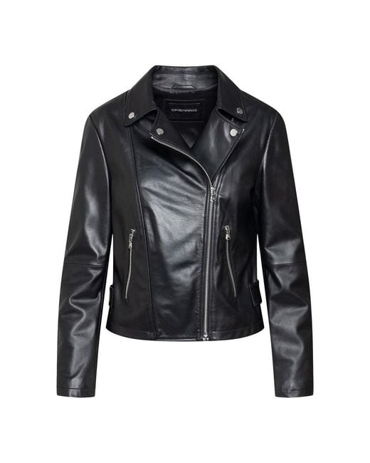 Emporio Armani Black Leather Biker Jacket