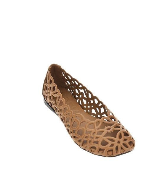 Loewe Brown 'Petal Anagram' Leather Ballet Flats