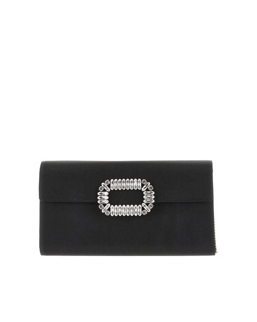 Roger Vivier Black 'Sexy Choc' Satin Clutch