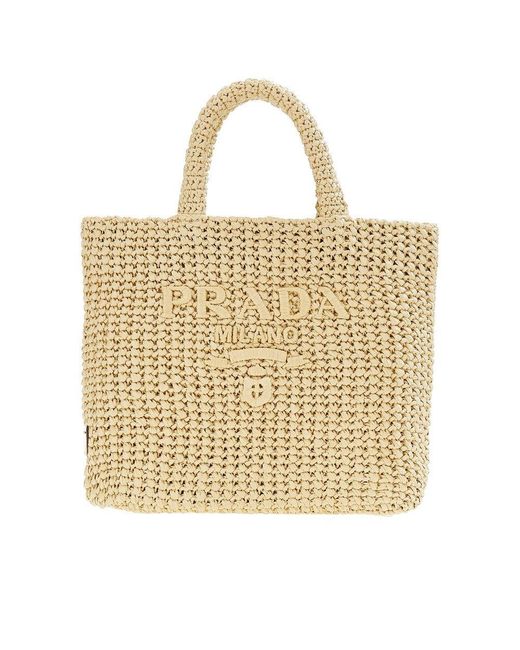 Prada Metallic Woven Raffia Tote Bag Bag