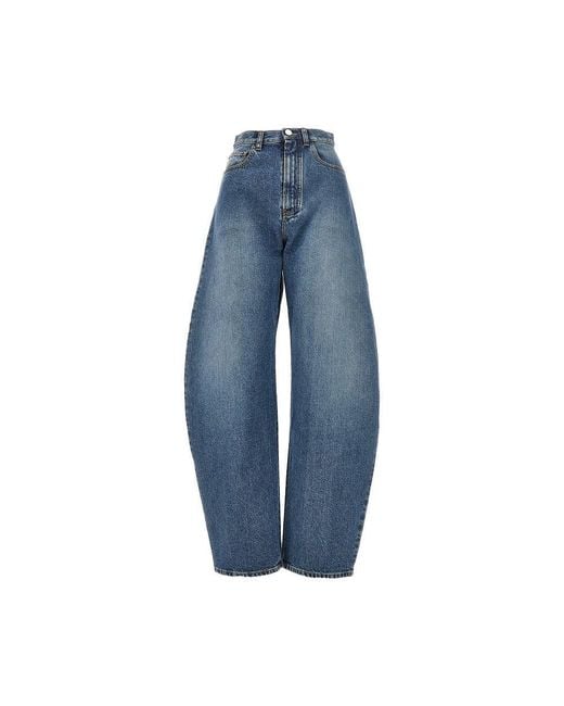 Alaïa Blue Stone Washed Denim Rounded Jeans