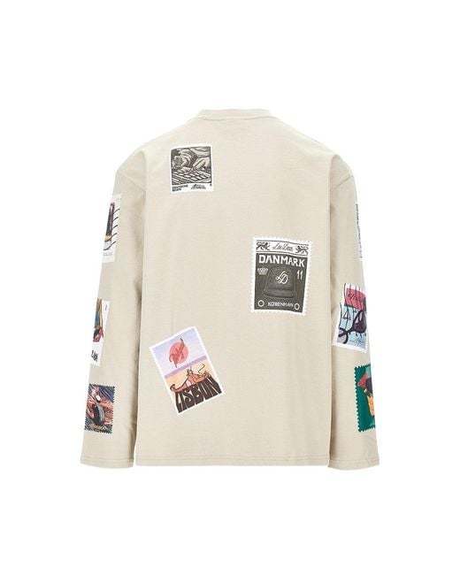 Les Deux White Printed Cotton T-Shirt for men
