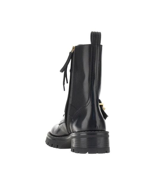 Versace Black Leather Boots With Medusa Detail