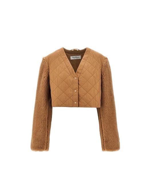 Max Mara Brown Teddy Fabric 2-In-1 Cropped Jacket