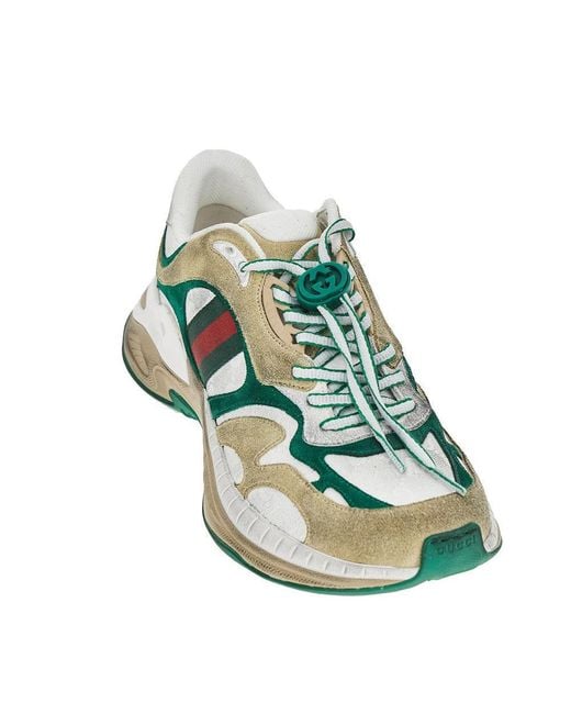Gucci Green Gg Fabric And Suede 2.0 Sneakers for men