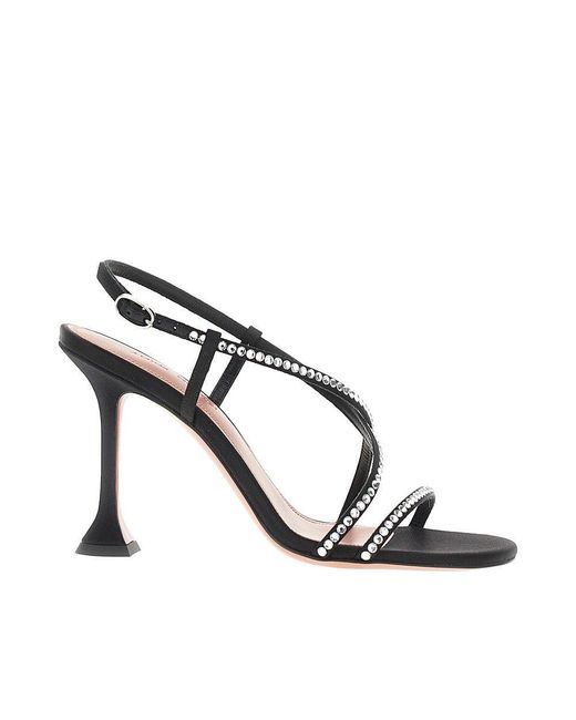 AMINA MUADDI Metallic Satin 'Sally' Sandals With Crystals